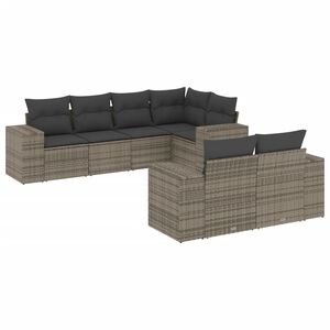 vidaXL ガーデンソファ7点セット クッション付き グレー ポリラタン