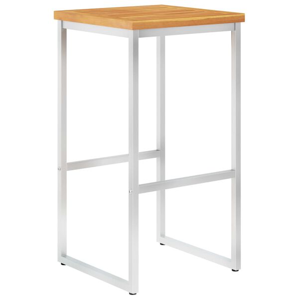 vidaXL バースツール 4点 アカシア無垢材＆ステンレススチール