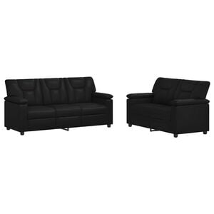 vidaXL ソファセット 2 pcs ブラック 合成皮革