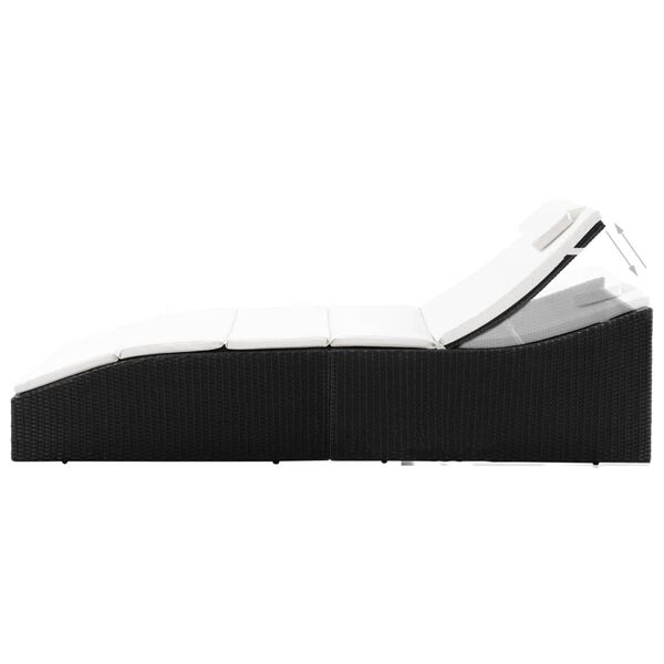 vidaXL サンラウンジャー クッション付き ポリラタン製 ブラック