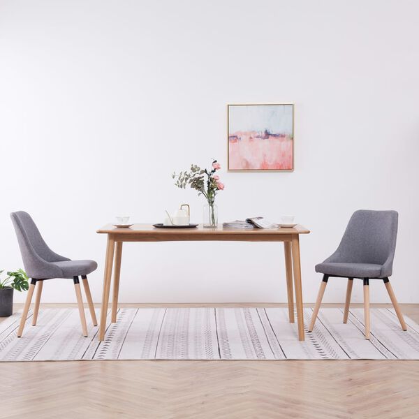 vidaXL ダイニングチェア 2点 ライトグレー 布張り