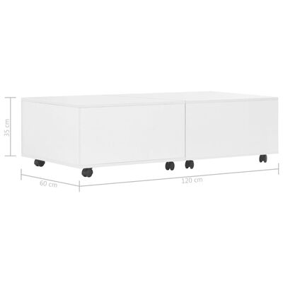 vidaXL コーヒーテーブル ハイグロス ホワイト 120x60x35 cm