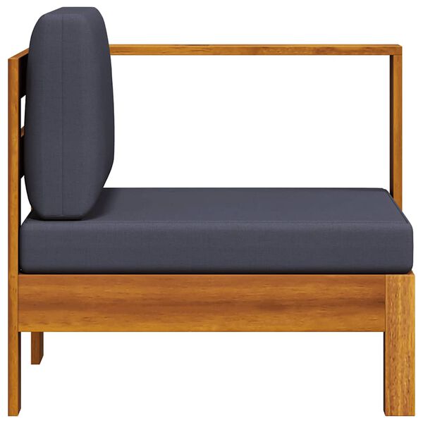 vidaXL ミドルソファ アームレスト1点付き ダークグレー アカシア無垢材