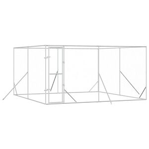 vidaXL 屋外用犬小屋 シルバー 4x4x2m 亜鉛メッキ鋼製