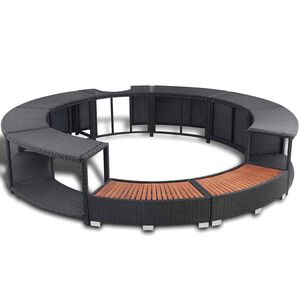 vidaXL ホットタブサラウンド(浴槽周り家具) ブラック ポリラタン