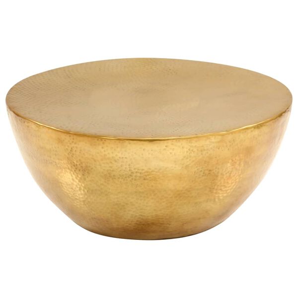 vidaXL コーヒーテーブル 槌目仕上げのアルミ 70x30cm 真ちゅう色