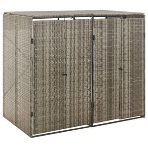 vidaXL ダブルホイールビン収納庫 グレー 140x80x117cm ポリラタン製