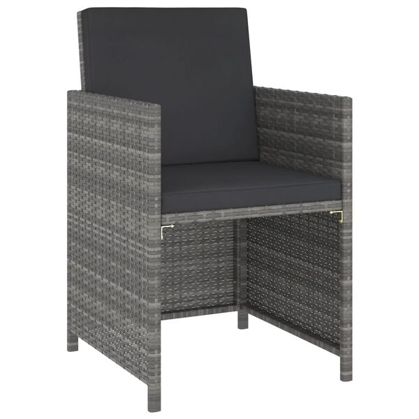 vidaXL 屋外ダイニング6点セット クッション付き ポリラタン製 グレー