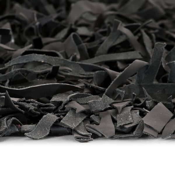 vidaXL シャギーラグ 本革 190x280 cm グレー