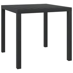 vidaXL ガーデンテーブル ブラック 80x80x74cm アルミ＆WPC製