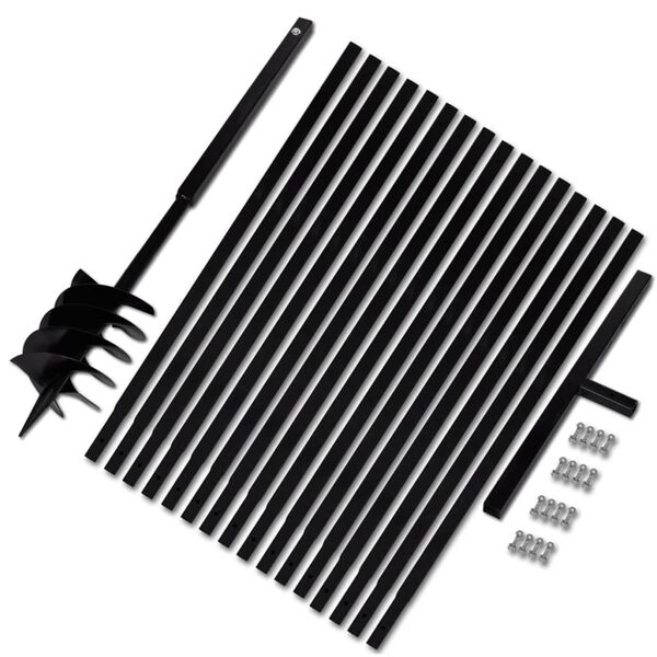 vidaXL グラウンドドリル ハンドル付き 180mm 延長チューブ 17m スチール