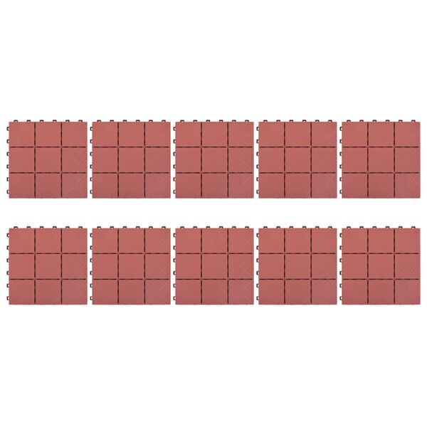 vidaXL デッキタイル 10点 レッド 30.5x30.5cm プラスチック製