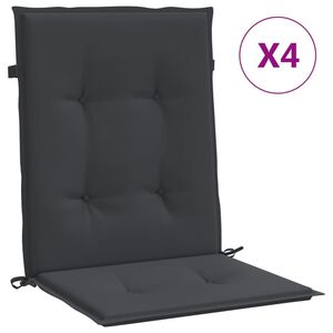 vidaXL ガーデン　ローバックチェアクッション 4点 ブラック 100x50x3cm オックスフォードファブリック