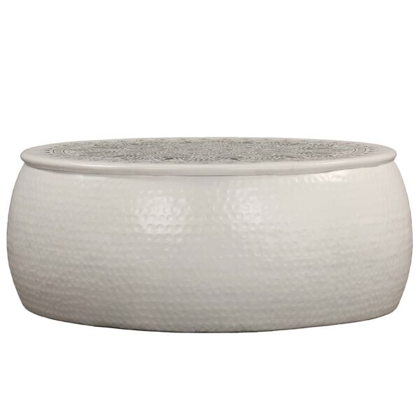 vidaXL コーヒーテーブル 槌目仕上げのアルミ 70x30cm ホワイト