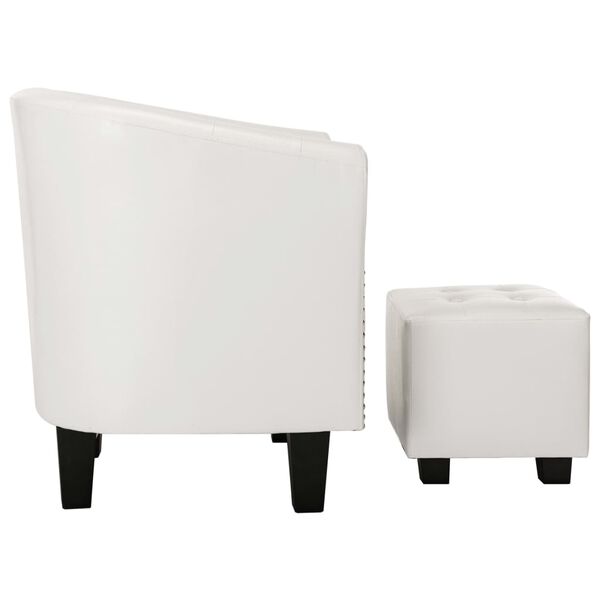 vidaXL タブチェア フットスツール付き 合成皮革製 ホワイト