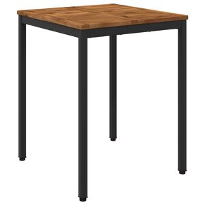 vidaXL ガーデンディナーテーブル ナチュラル＆ブラック 60 x 60.5 x 75 cm ソリッドアカシアウッド