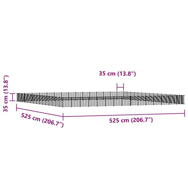 vidaXL 60パネルペットケージ ドア付 ブラック 35x35cm スチール
