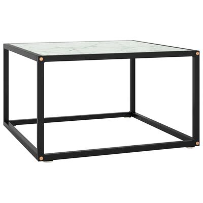 vidaXL コーヒーテーブル ブラック 60x60x35cm ホワイト大理石ガラス製