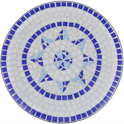 vidaXL ビストロテーブル ブルー＆ホワイト 60cm モザイク