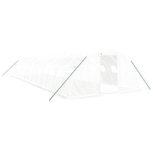 vidaXL スチールフレーム温室 ホワイト 56 m&sup2; 14x4x2 m
