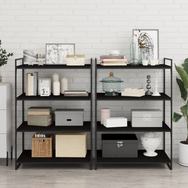 vidaXL 本棚ボード 8点 ブラック 80x50x1.5cm エンジニアリングウッド