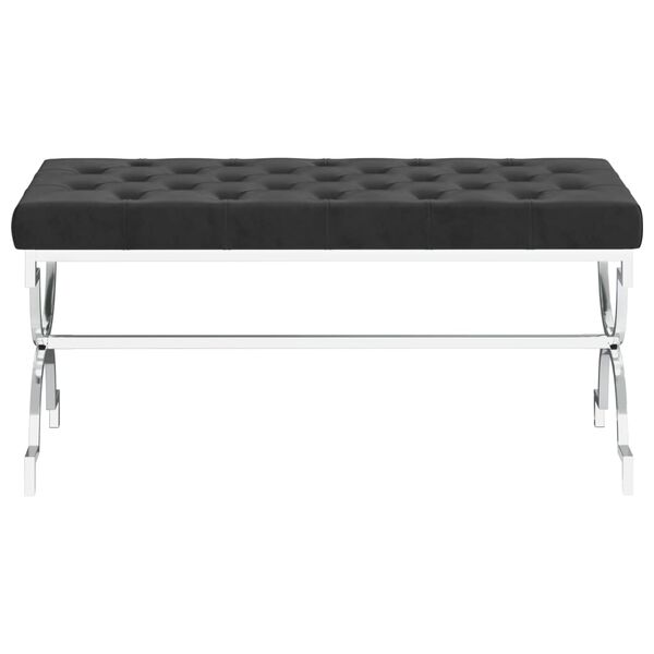 vidaXL ベンチ 99cm ブラック ベルベット＆ステンレススチール製