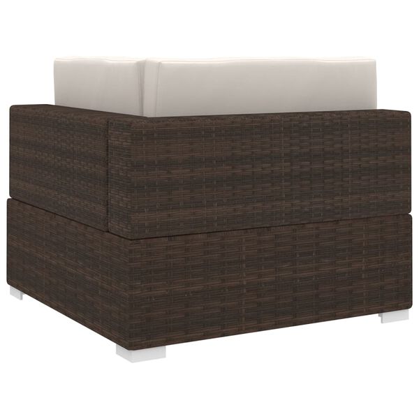 vidaXL コーナーソファセクション 1点 クッション付き ポリラタン製 ブラウン