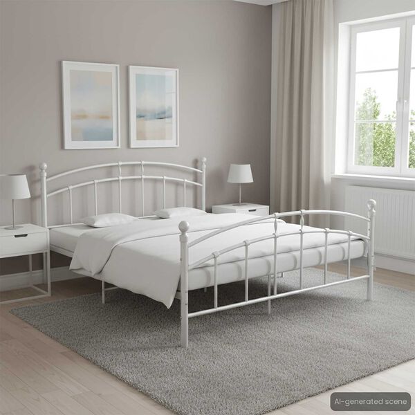 vidaXL ベッドフレーム ホワイト 金属製 160x200cm