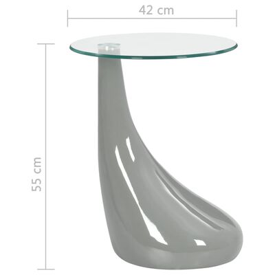 vidaXL コーヒーテーブル 2点 丸型ガラストップ付き ハイグロスグレー