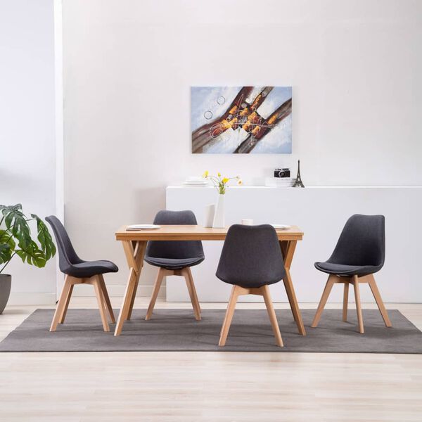 vidaXL ダイニングチェア 4点 ダークグレー 布張り