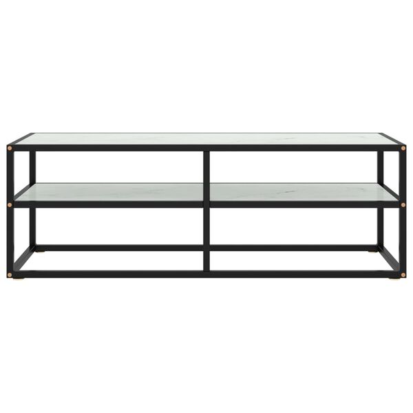 vidaXL TVキャビネット ブラック 120x40x40cm 大理石風ホワイトガラス製
