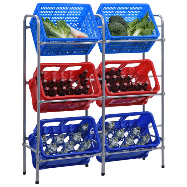 vidaXL 収納棚 (収納箱6点用) シルバー 96x33x116cm スチール製