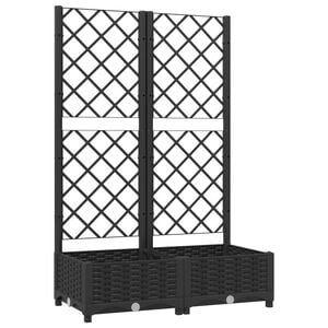 vidaXL ガーデンプランター トレリス付き ブラック 80x40x121.5 cm PP