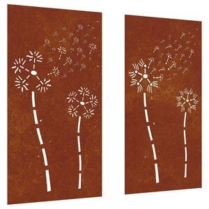 vidaXL ガーデンウォールデコレーション 2個セット 105x55cm コルテン鋼製 花柄デザイン