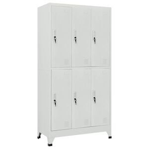vidaXL ロッカーキャビネット 収納スペース6点 スチール 90x45x180cm グレー