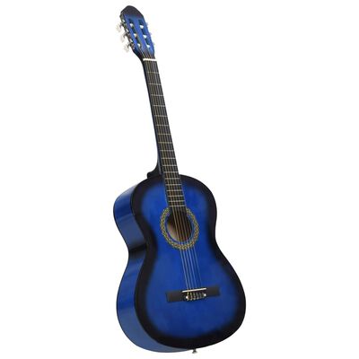 vidaXL クラシックギター 初心者用 ブルー 4/4 39" バスウッド