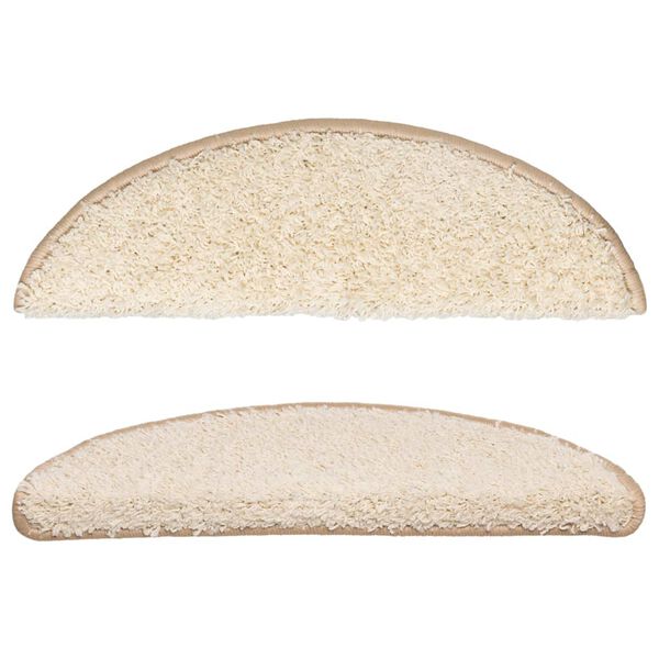 vidaXL 階段マット 15枚入り 56x17x3 cm クリーム色 半円形