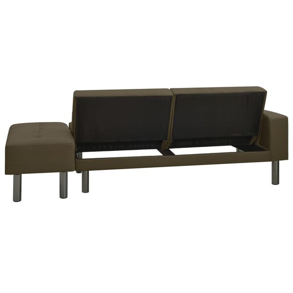 vidaXL ソファベッド ブラウン 合成皮革製