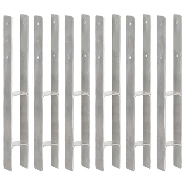 vidaXL フェンスアンカー 6点 シルバー 7x6x60cm 亜鉛メッキ鋼製