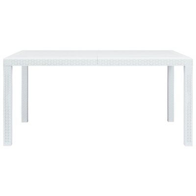 vidaXL ガーデンテーブル ホワイト 150x90x72cm プラスチック製 ラタン風