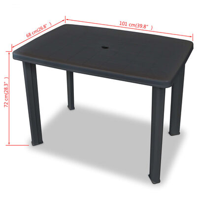 vidaXL ガーデンテーブル アントラシート 101x68x72cm プラスチック製