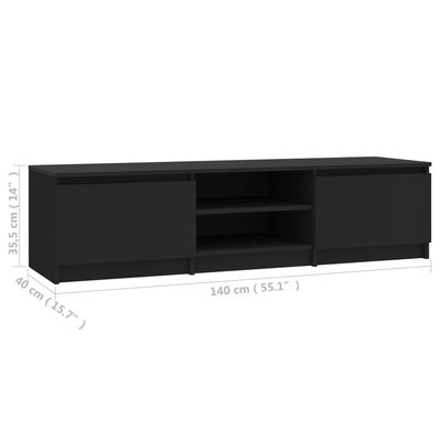vidaXL TVキャビネット ブラック 140x40x35.5cm パーティクルボード
