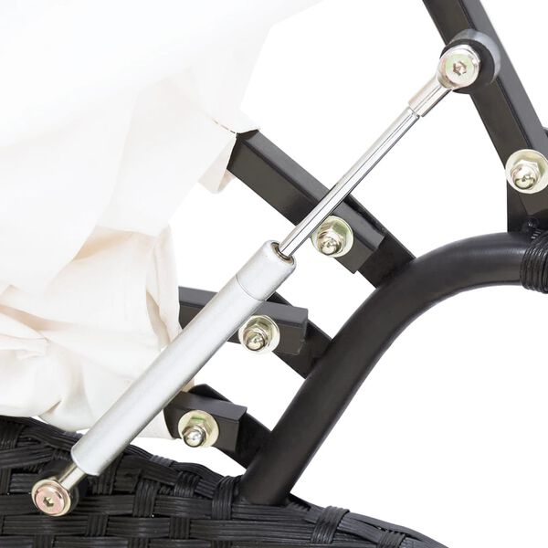 vidaXL 屋外ラウンジベッド キャノピー付き ポリラタン製 ブラック