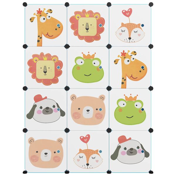 vidaXL キューブ収納キャビネット 子ども向け キューブ12点 ブルー PP製