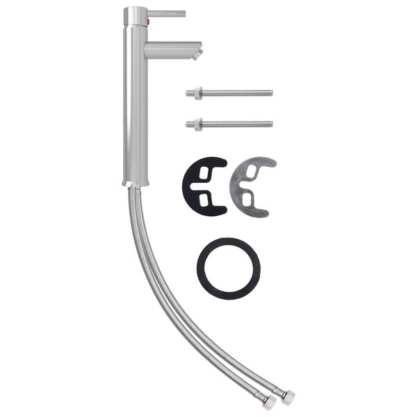 vidaXL 浴室用ミキサー蛇口 シルバー 12 x 30 cm