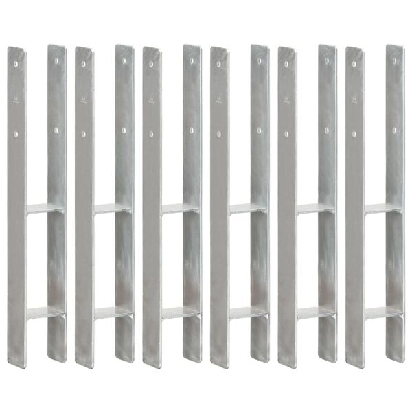 vidaXL フェンスアンカー 6点 シルバー 8x6x60cm 亜鉛メッキ鋼製