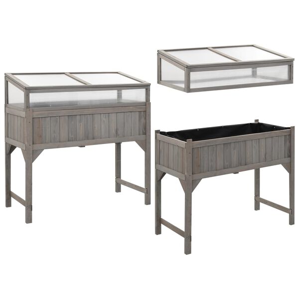 vidaXL 温室付きレイズドベッド 110x54x120 cm　モミ無垢材