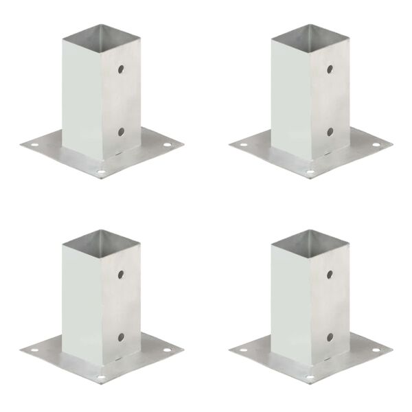 vidaXL 支柱用アンカー 4点 亜鉛メッキ金属 71mm