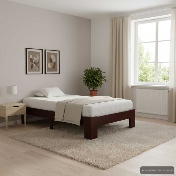 vidaXL ベッドフレーム ダークブラウン パイン無垢材 100x200cm