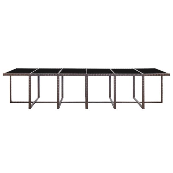 vidaXL 屋外ダイニング17点セット クッション付き ポリラタン製 ブラウン